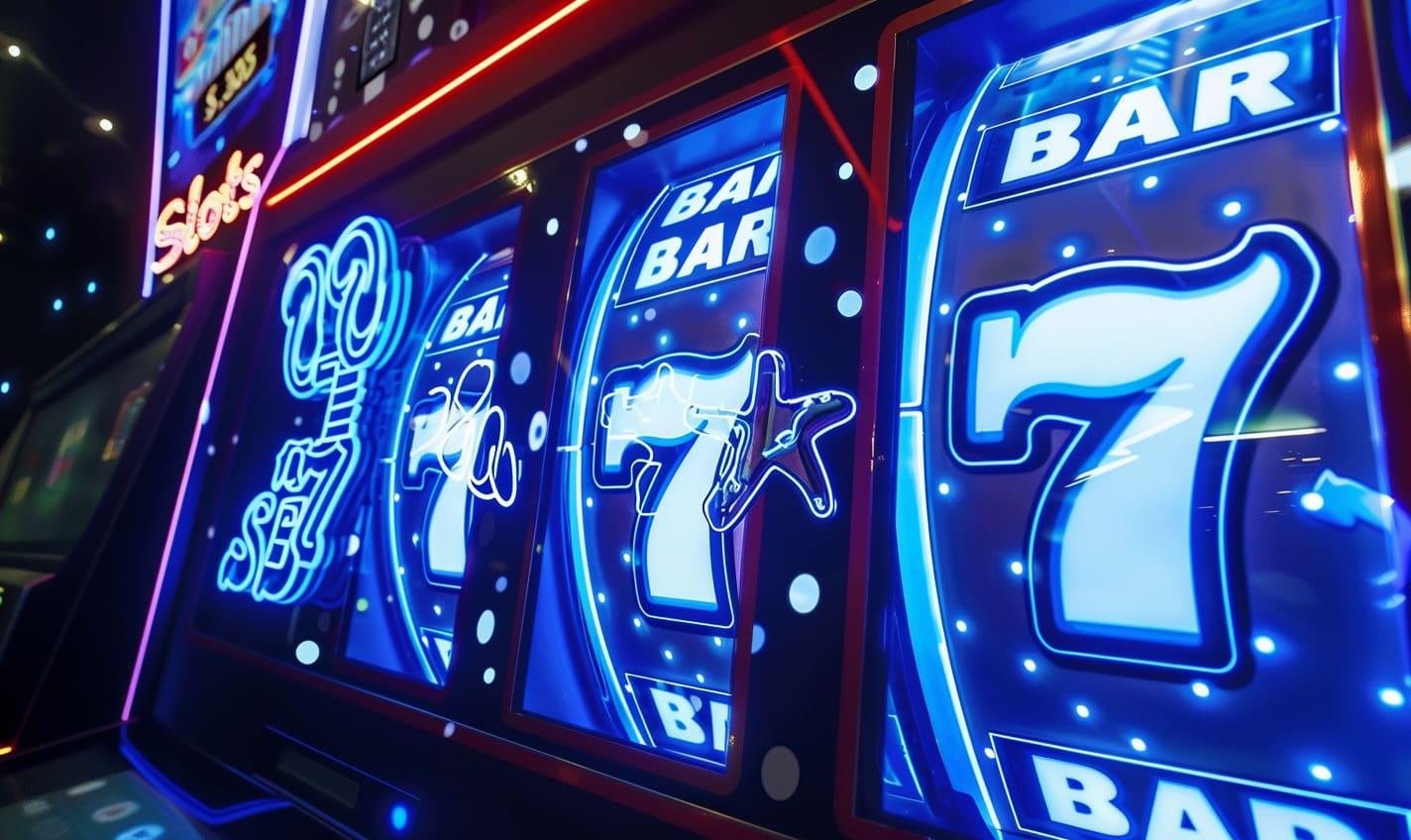 Tampilan layar pemicu fitur bonus dengan simbol khusus bersinar di gulir permainan slot